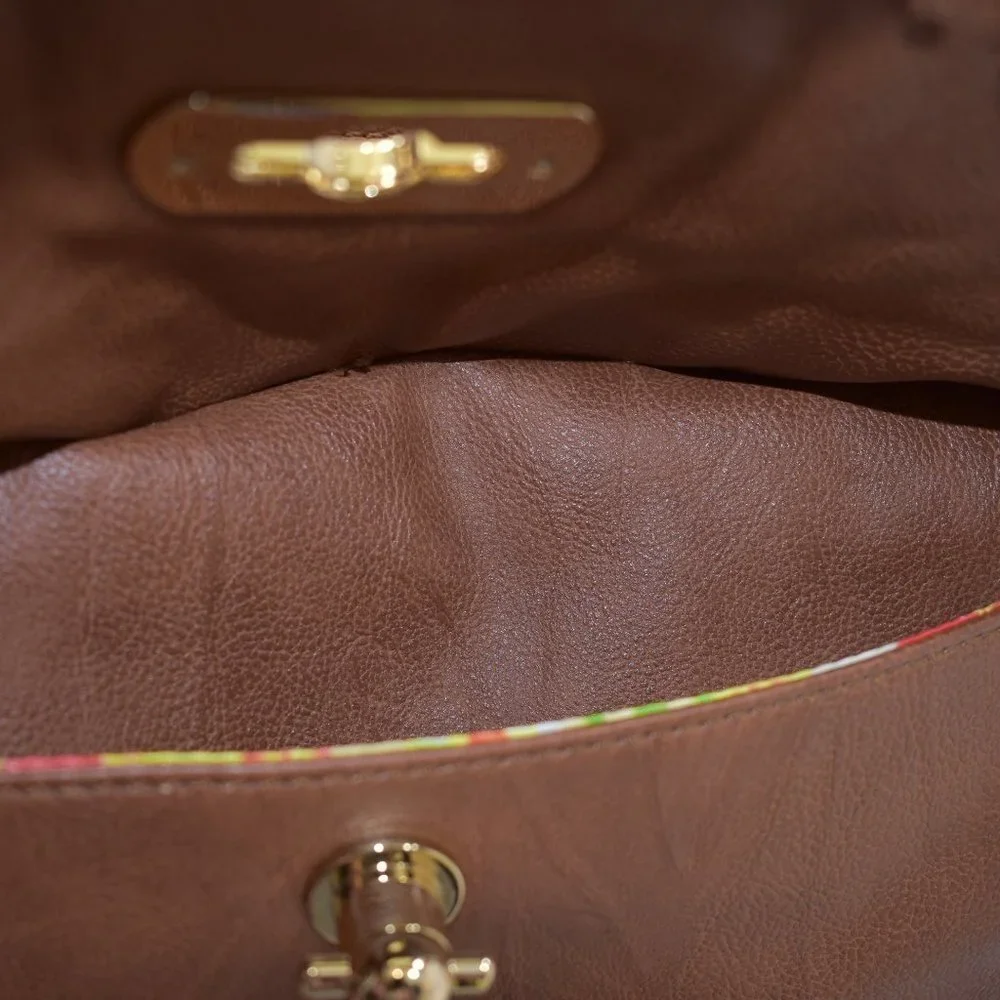 GIANNI BINI SADDLE BROWN BROOKLYN‎ SATCHEL HANDBAG